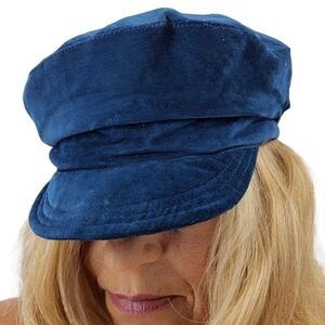 Vintage 80's Hat Poor Boy Cabbie‎ Driver Newsboy Paperboy Newsy Velvet Teal